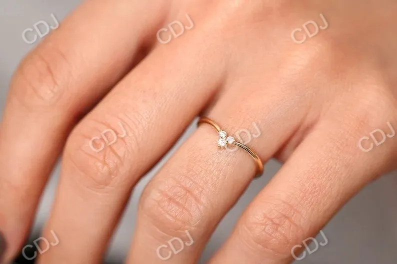 0.09CTW Three Stone Lab grown Diamond Chevron Ring